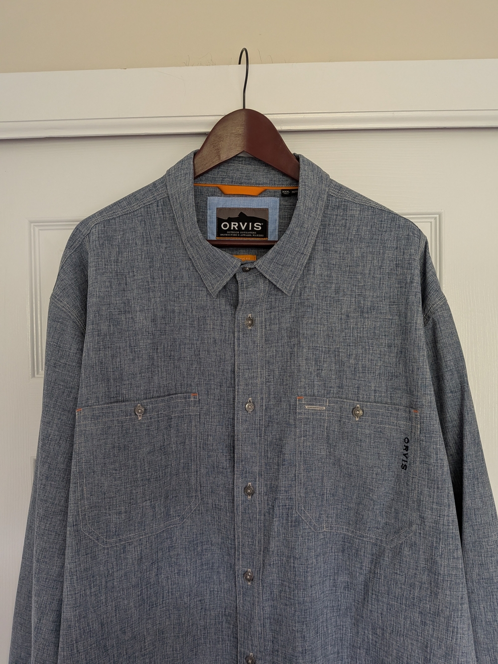 Orvis Men's Tech Chambray Button-Up Work Shirt -Blue Chambray